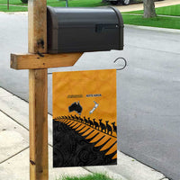 Australia New Zealand Rugby Garden Flag Gold Aboriginal Wallabies and Maori Black Fern - Polynesian Pride