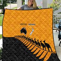 Australia New Zealand Rugby Quilt Gold Aboriginal Wallabies and Maori Black Fern - Polynesian Pride