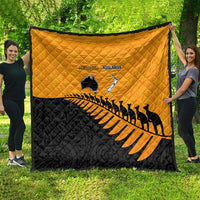 Australia New Zealand Rugby Quilt Gold Aboriginal Wallabies and Maori Black Fern - Polynesian Pride