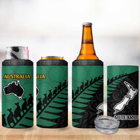 Australia New Zealand Rugby 4 in 1 Can Cooler Tumbler Green Aboriginal Wallabies and Maori Black Fern - Polynesian Pride
