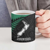 Australia New Zealand Rugby Ceramic Mug Green Aboriginal Wallabies and Maori Black Fern - Polynesian Pride