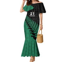 Custom Australia Wallabies and Aotearoa Rugby Mermaid Dress Kangaroo Black Fern Maori Green Vibe LT9 Women Green - Polynesian Pride