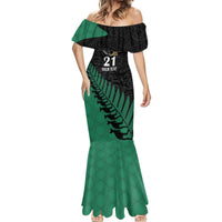 Custom Australia Wallabies and Aotearoa Rugby Mermaid Dress Kangaroo Black Fern Maori Green Vibe LT9 - Polynesian Pride