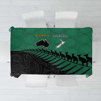 Australia New Zealand Rugby Tablecloth Green Aboriginal Wallabies and Maori Black Fern LT9 Green - Polynesian Pride