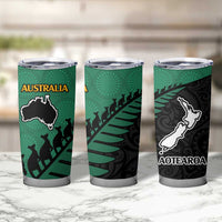 Australia New Zealand Rugby Tumbler Cup Green Aboriginal Wallabies and Maori Black Fern - Polynesian Pride