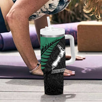 Australia New Zealand Rugby Tumbler With Handle Green Aboriginal Wallabies and Maori Black Fern - Polynesian Pride
