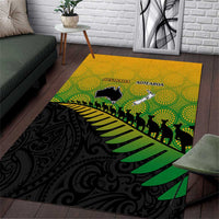 Australia New Zealand Rugby Area Rug Gradient Aboriginal Wallabies and Maori Black Fern - Polynesian Pride
