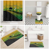 Australia New Zealand Rugby Bathroom Set Gradient Aboriginal Wallabies and Maori Black Fern - Polynesian Pride