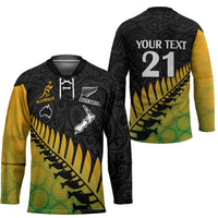 Australia New Zealand Rugby Hockey Jersey Gradient Aboriginal Wallabies and Maori Black Fern - Polynesian Pride