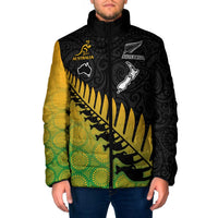 Australia New Zealand Rugby Padded Jacket Gradient Aboriginal Wallabies and Maori Black Fern - Polynesian Pride