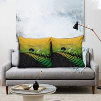 Australia New Zealand Rugby Pillow Cover Gradient Aboriginal Wallabies and Maori Black Fern - Polynesian Pride
