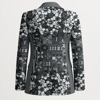 Black Hawaiian Tapa Tribal Hibiscus Blazer