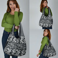 Black Hawaiian Tapa Tribal Hibiscus Grocery Bag