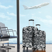 Black Hawaiian Tapa Tribal Hibiscus Luggage Cover