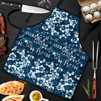 Blue Hawaiian Tapa Tribal Hibiscus Apron