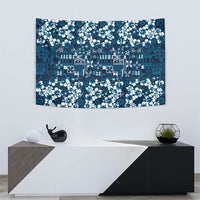 Blue Hawaiian Tapa Tribal Hibiscus Tapestry