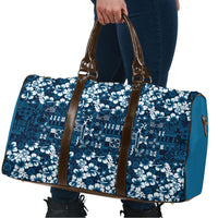 Blue Hawaiian Tapa Tribal Hibiscus Travel Bag