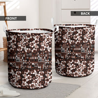 Burgundy Hawaiian Tapa Tribal Hibiscus Laundry Basket