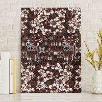 Burgundy Hawaiian Tapa Tribal Hibiscus Canvas Wall Art