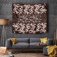Burgundy Hawaiian Tapa Tribal Hibiscus Tapestry