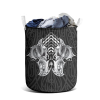 Aotearoa Kowhaiwhai Poutama Black Motif Laundry Basket LT9 - Polynesian Pride