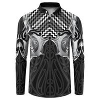 Aotearoa Kowhaiwhai Poutama Black Motif Button Sweatshirt