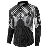 Aotearoa Kowhaiwhai Poutama Black Motif Button Sweatshirt
