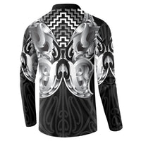 Aotearoa Kowhaiwhai Poutama Black Motif Button Sweatshirt