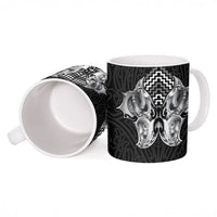 Aotearoa Kowhaiwhai Poutama Black Motif Ceramic Mug