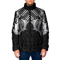 Aotearoa Kowhaiwhai Poutama Black Motif Padded Jacket