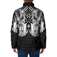 Aotearoa Kowhaiwhai Poutama Black Motif Padded Jacket