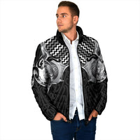 Aotearoa Kowhaiwhai Poutama Black Motif Padded Jacket