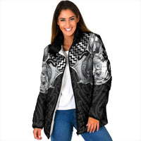 Aotearoa Kowhaiwhai Poutama Black Motif Padded Jacket