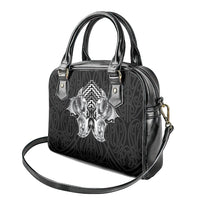 Aotearoa Kowhaiwhai Poutama Black Motif Shoulder Handbag LT9 - Polynesian Pride