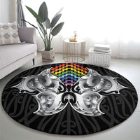 Aotearoa Kowhaiwhai Poutama Rainbow Motif Round Carpet LT9 - Polynesian Pride