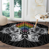 Aotearoa Kowhaiwhai Poutama Rainbow Motif Round Carpet LT9 - Polynesian Pride
