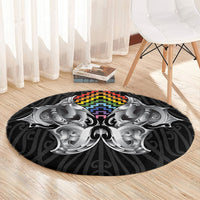 Aotearoa Kowhaiwhai Poutama Rainbow Motif Round Carpet LT9 - Polynesian Pride