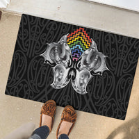 Aotearoa Kowhaiwhai Poutama Rainbow Motif Rubber Doormat LT9 - Polynesian Pride