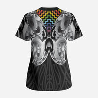 Aotearoa Kowhaiwhai Poutama Rainbow Motif Scrub Top LT9 - Polynesian Pride