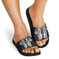 Aotearoa Kowhaiwhai Poutama Rainbow Motif Slide Sandals LT9 - Polynesian Pride