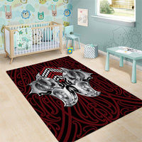 Aotearoa Kowhaiwhai Poutama Red Motif Area Rug LT9 - Polynesian Pride