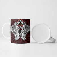 Aotearoa Kowhaiwhai Poutama Red Motif Ceramic Mug