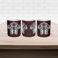 Aotearoa Kowhaiwhai Poutama Red Motif Ceramic Mug