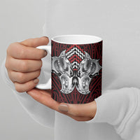 Aotearoa Kowhaiwhai Poutama Red Motif Ceramic Mug