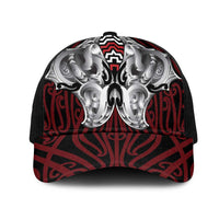 Aotearoa Kowhaiwhai Poutama Red Motif Mesh Trucker Cap