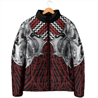 Aotearoa Kowhaiwhai Poutama Red Motif Padded Jacket