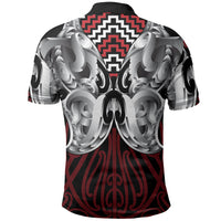 Aotearoa Kowhaiwhai Poutama Red Motif Polo Shirt