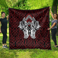 Aotearoa Kowhaiwhai Poutama Red Motif Quilt LT9 - Polynesian Pride