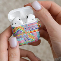 Aotearoa Kowhaiwhai Taniko Patchwork Rainbow Motifs AirPods Case