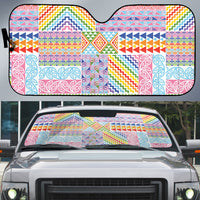 Aotearoa Kowhaiwhai Taniko Patchwork Rainbow Motifs Auto Sun Shade